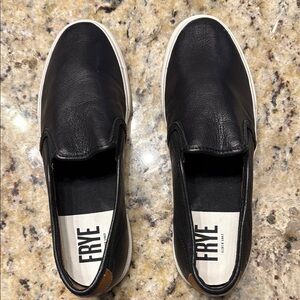 Frye Women's Black Leather Slip-On Loafers